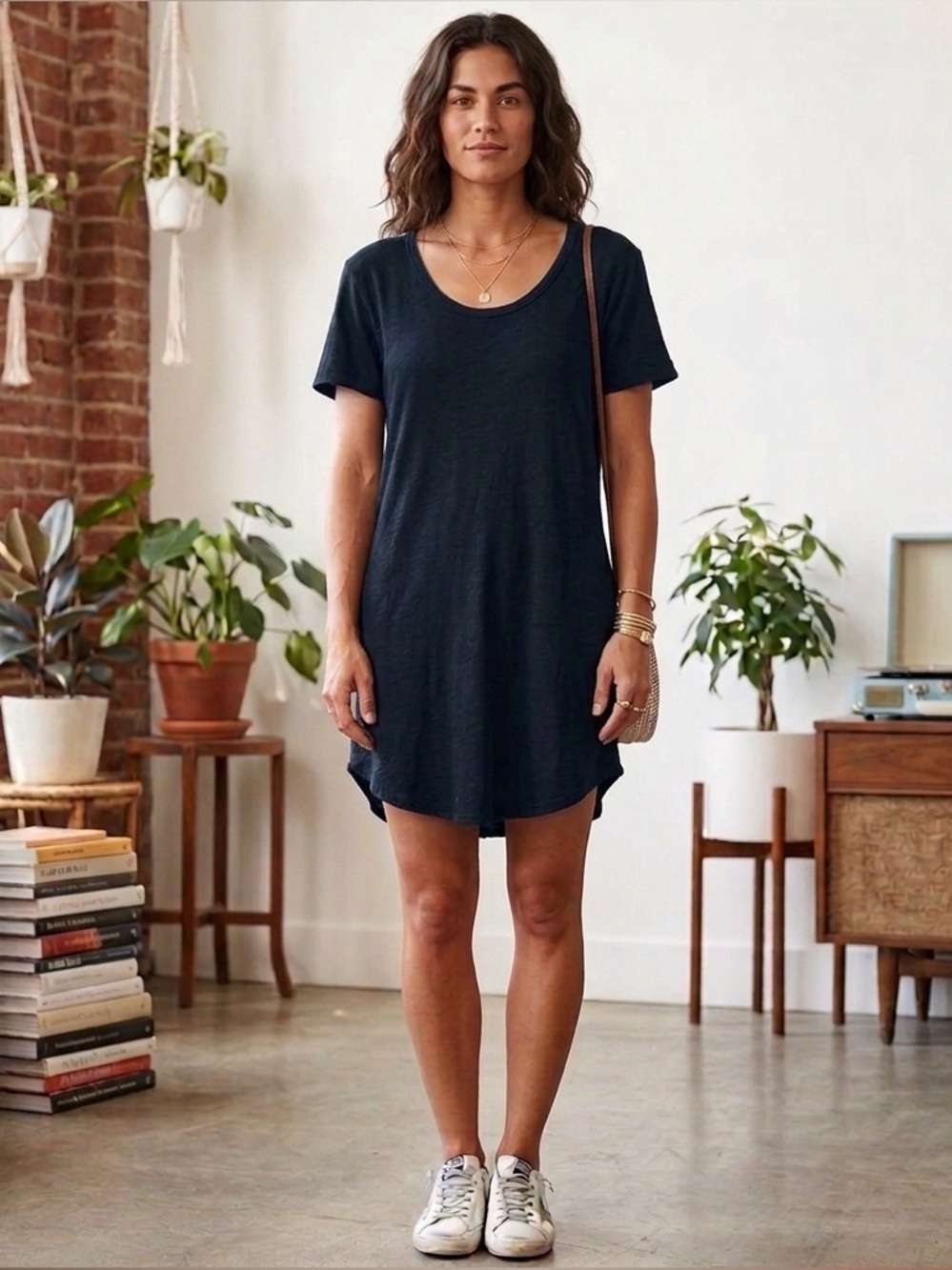 Urban Outfitters Casual Navy Short Sleeve T-Shirt Dress